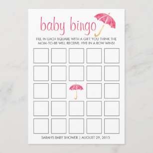 Pink Grey Elephants Baby Shower Bingo