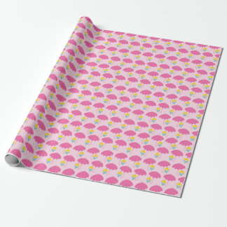 Pink Umbrellas of Raindrop Shapes for Showers Wrapping Paper