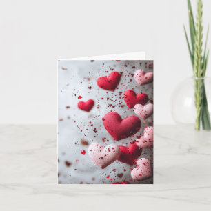 Pink und Red Hearts Valentine's Greeting Card