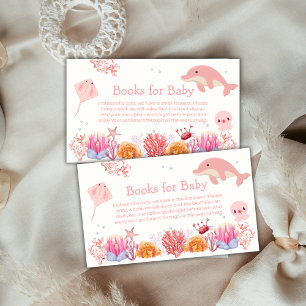 Pink Under Sea Dolphin Girl Books For Baby Shower  Enclosure Card
