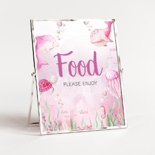 Pink Under the Sea Baby Shower Food Sign