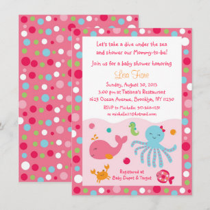 Pink Under the Sea Baby Shower Invitation