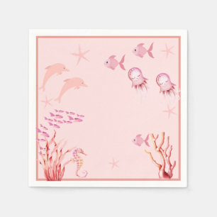 Pink Under the Sea baby Shower  Napkin