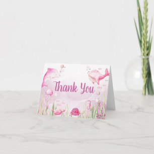 Pink Under the Sea Baby Shower Thank You Card