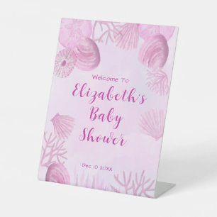 Pink Under The Sea Baby Shower Welcome Pedestal Sign