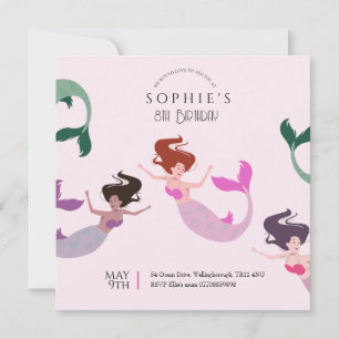 Pink Under the Sea Mermaid Birthday Invitation