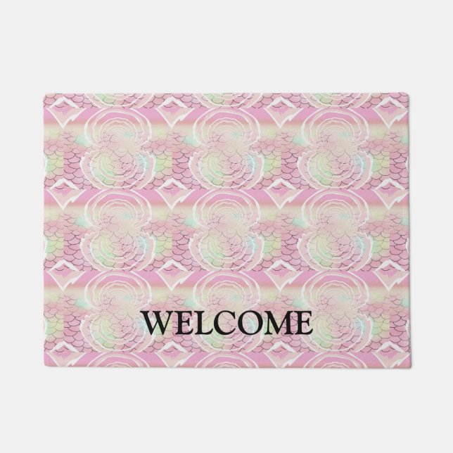 Pink Under the Sea Scale Design Doormat (Front)