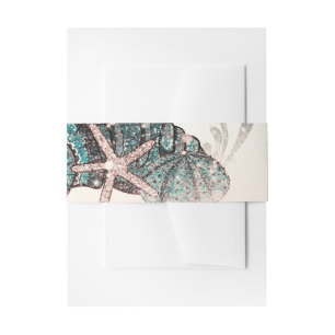 Pink Under the Sea Shells Beach Sweet 16 Party Invitation Belly Band