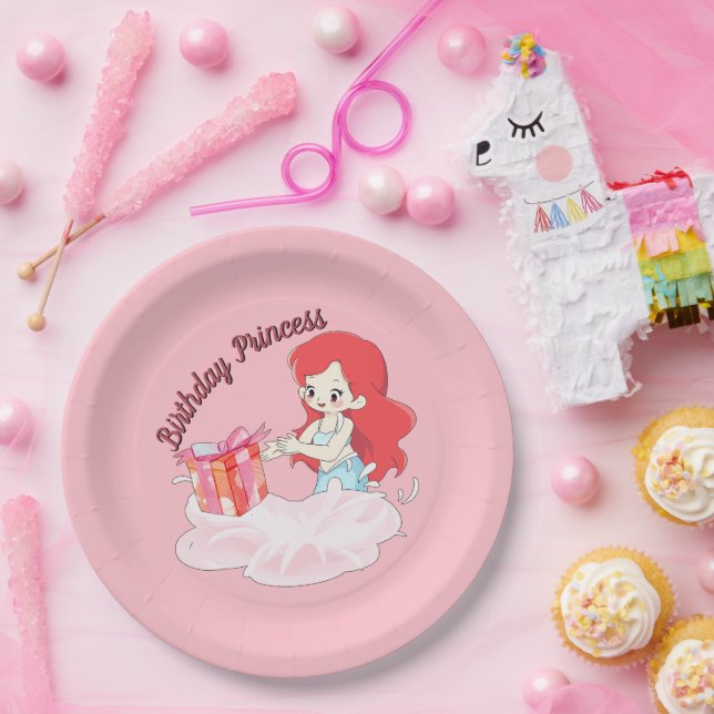 Pink Undersea Birthday Paper Plates Editable (Party)