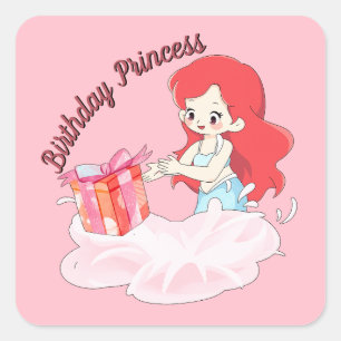 Pink Undersea Birthday Sticker Editable