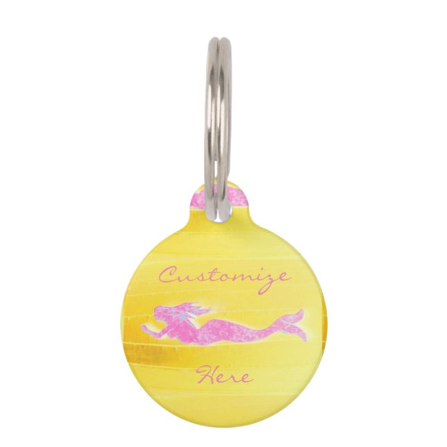 pink underwater  mermaid pet tag (Front)