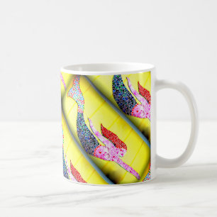 pink underwater mosaic mermaid coffee mug
