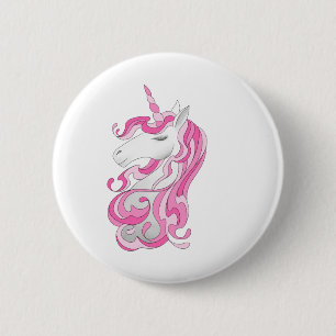Pink Unicorn 6 Cm Round Badge