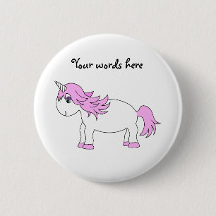 Pink unicorn 6 cm round badge