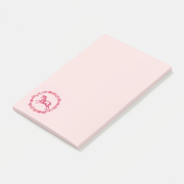 Pink Unicorn and Flowers Post-it Notes (Angled)