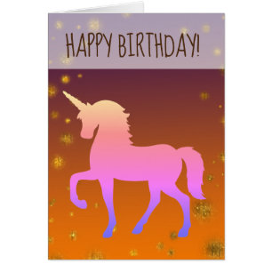Pink Unicorn Birthday Greeting Card