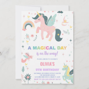 Pink Unicorn Birthday Invitations