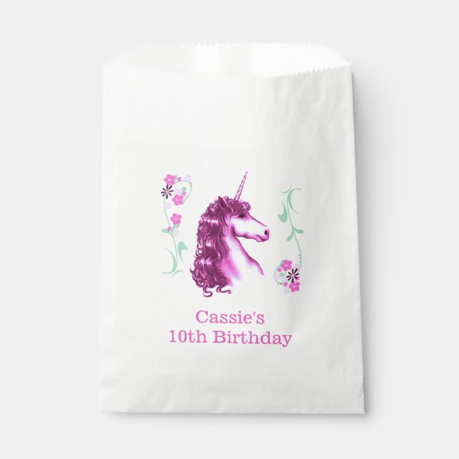 Pink Unicorn Birthday Party Favour Bag (Front)