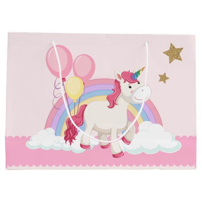 Pink Unicorn Birthday Party    Large Gift Bag (Back)