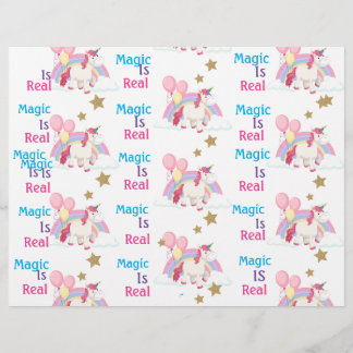 Pink Unicorn Birthday Party Scrapbook Paper
