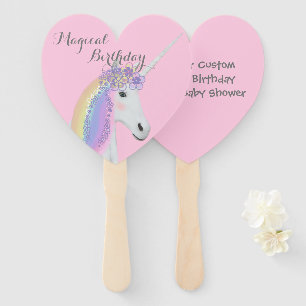 Pink Unicorn Birthday Party Template Hand Fan