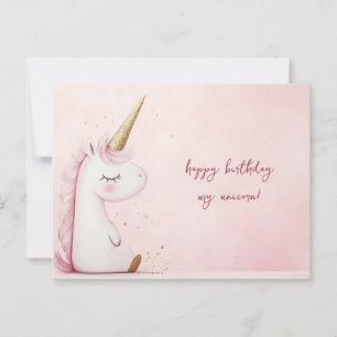 Pink Unicorn Birthday Postcard