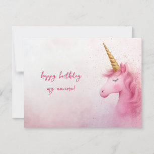 Pink Unicorn Birthday Postcard