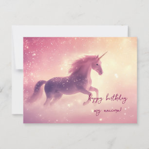 Pink Unicorn Birthday Postcard