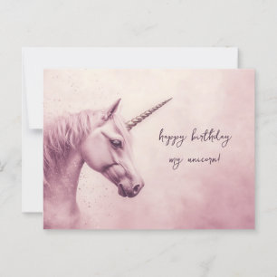 Pink Unicorn Birthday Postcard