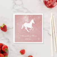 Pink Unicorn Bridal Shower Napkin