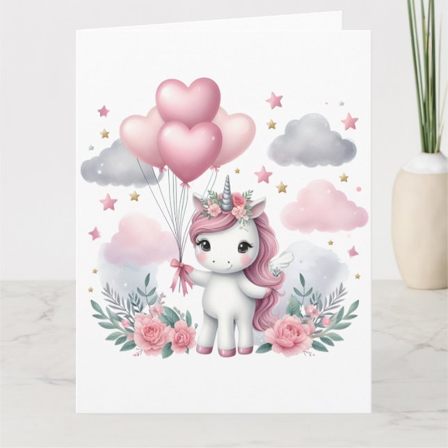 Pink Unicorn  Card (Front)