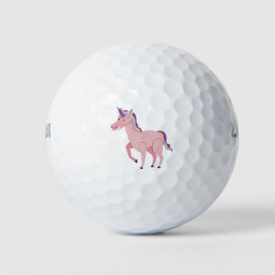 Pink unicorn cartoon golf balls