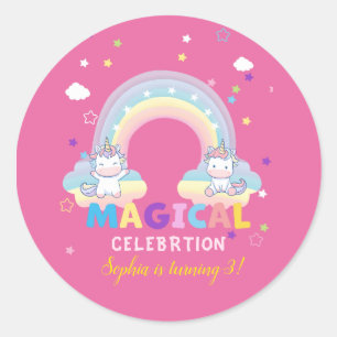 Pink Unicorn Celebration Sticker