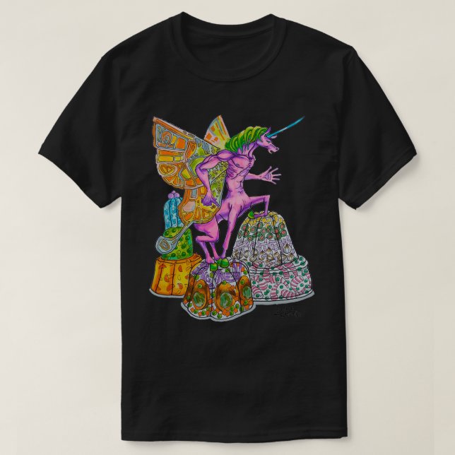 Pink Unicorn Centaur Butterfly Jello Molds T-Shirt (Design Front)