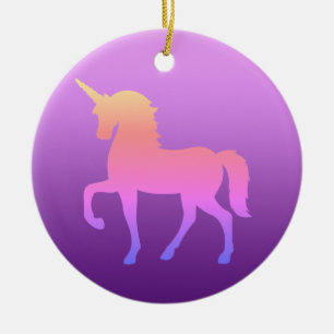 Pink Unicorn Circle Ornament