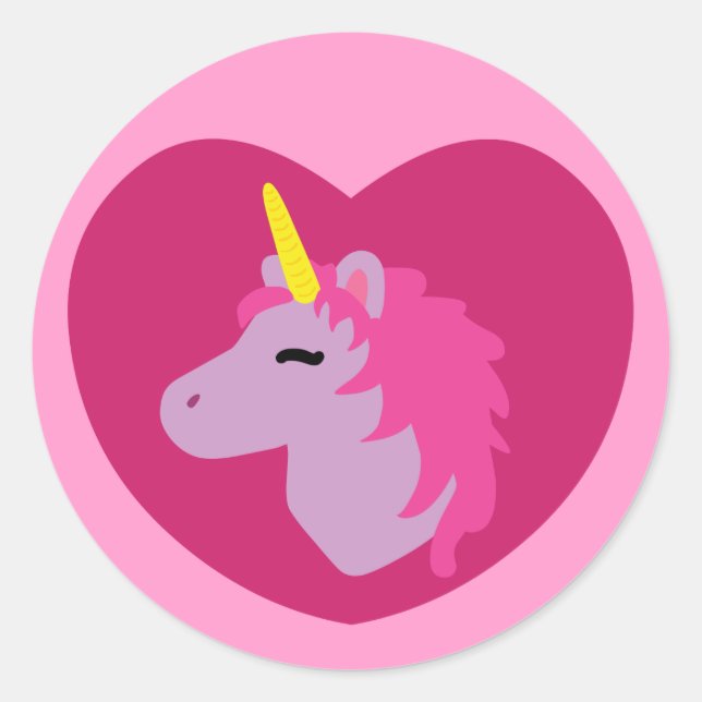 Pink Unicorn Classic Round Sticker (Front)