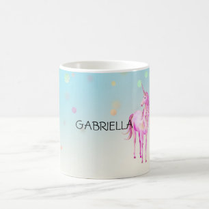 Pink Unicorn Confetti Personalised Name Coffee Mug