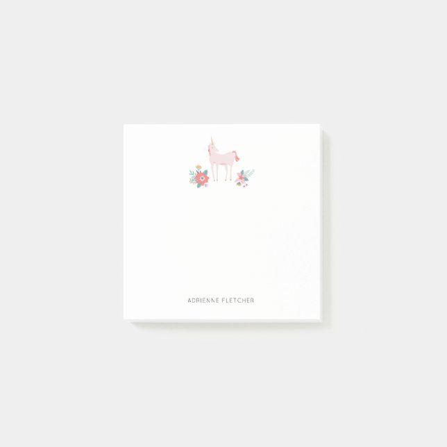 Pink Unicorn Custom Post-it Notes (Front)