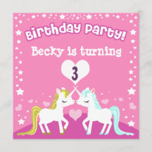 Pink Unicorn Customisable Birthday Invitation