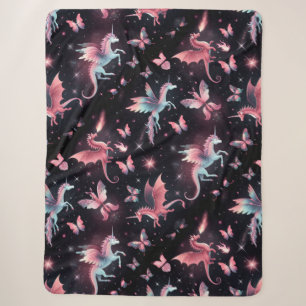 Pink Unicorn Dragon Mix Sherpa Blanket