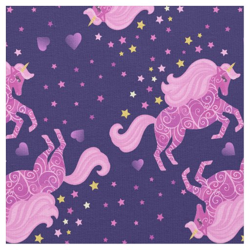 Pink Unicorn Fabric | Zazzle