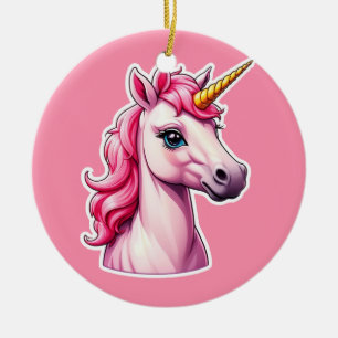 Pink Unicorn Fantasy Ceramic Tree Decoration