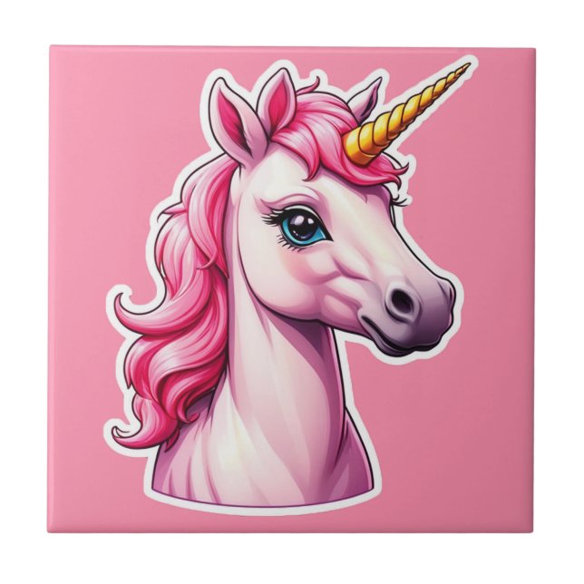 Pink Unicorn Fantasy Tile (Front)