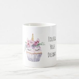 Pink Unicorn Floral Cupcake Birthday Coffee Mug