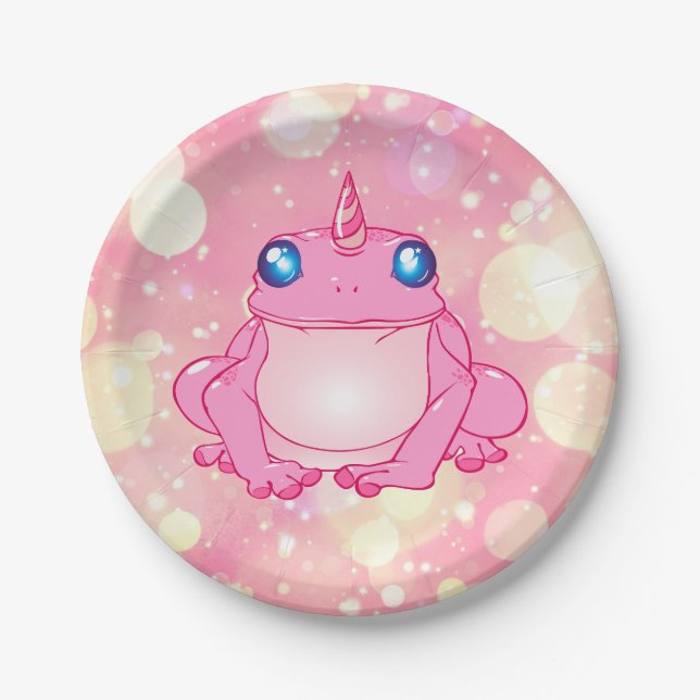 Pink Unicorn Frog paper plate (Front)