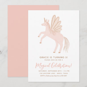 Pink Unicorn Girl Birthday Party Invitation