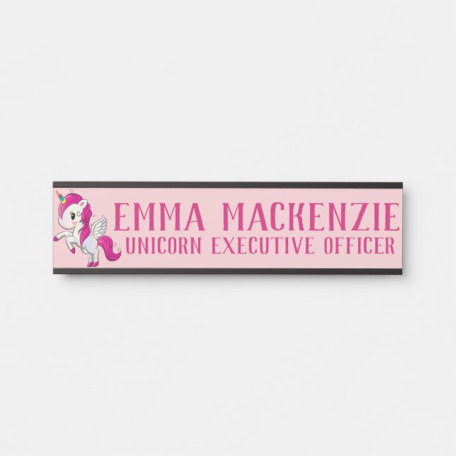 Pink Unicorn Hanging Door Sign Name Plate (Front)