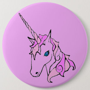 Pink Unicorn head Button