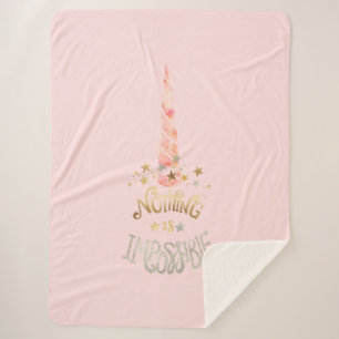 Pink Unicorn Inspirational quote Sherpa Blanket