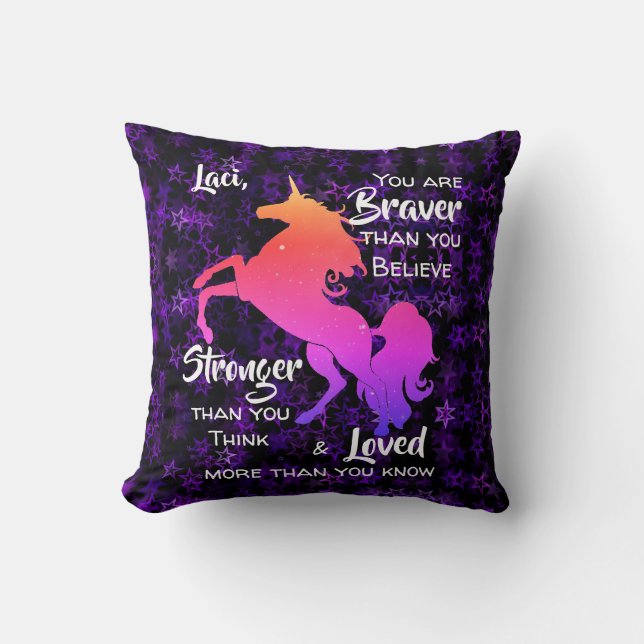 Pink Unicorn Inspiring Quote for Girls Cushion (Front)